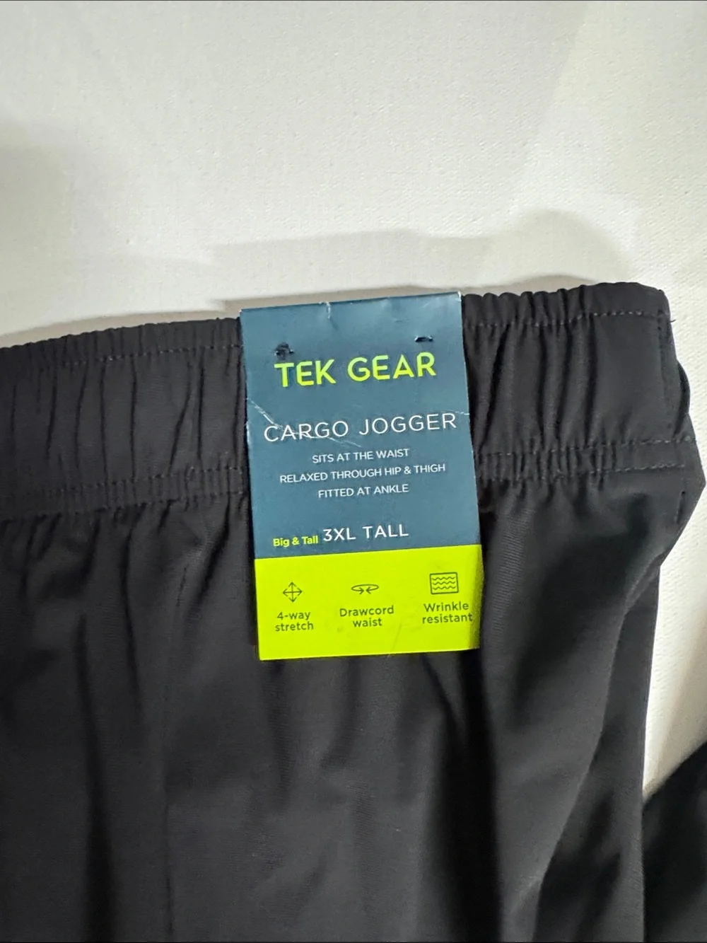 Black Joggers Cargo Pants Mens 3X Tall Black Zip Pocket 3XLT